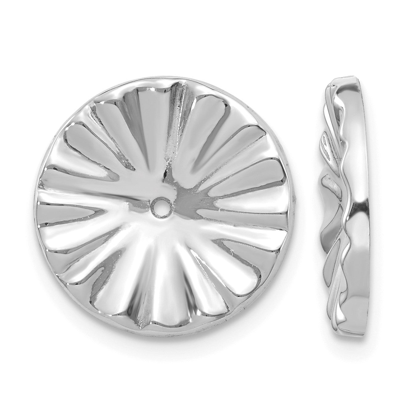 14k White Gold Polished Sunburst Earring Jackets