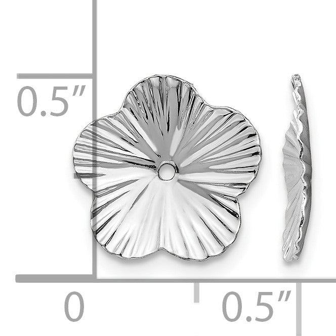 14k White Gold Polished Fancy Floral Earring Jackets