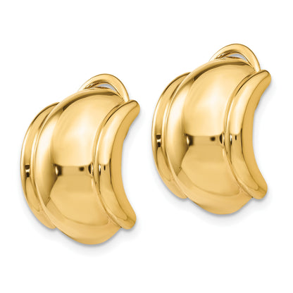 14k 12x16mm Polished Half Hoop Omega Back Non-pierced Earrings