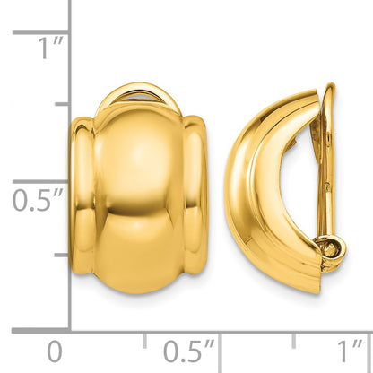 14k 12x16mm Polished Half Hoop Omega Back Non-pierced Earrings