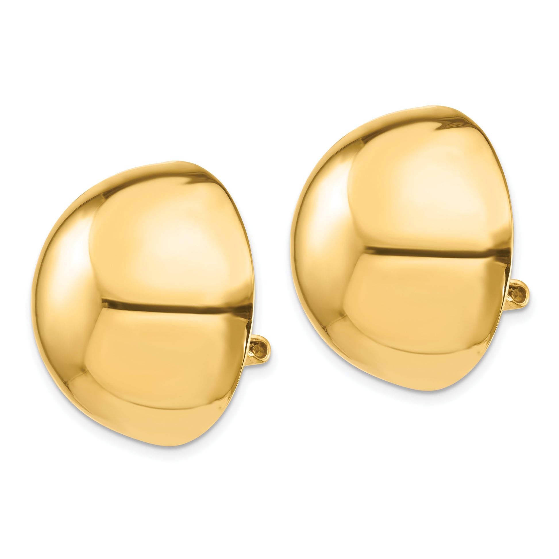 14k 24mm Polished Half Ball Omega Back Non-pierced Earrings