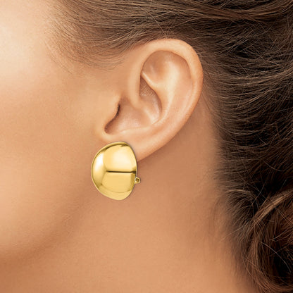 14k 24mm Polished Half Ball Omega Back Non-pierced Earrings