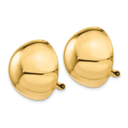 14k 20mm Polished Half Ball Omega Back Non-pierced Earrings