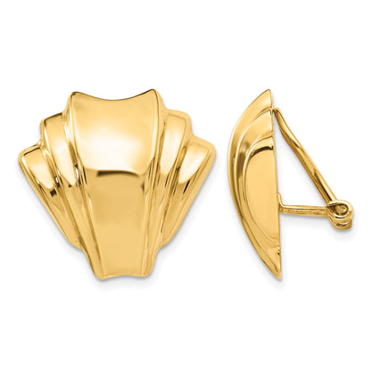 14k Polished Fan Omega Back Non-pierced Earrings