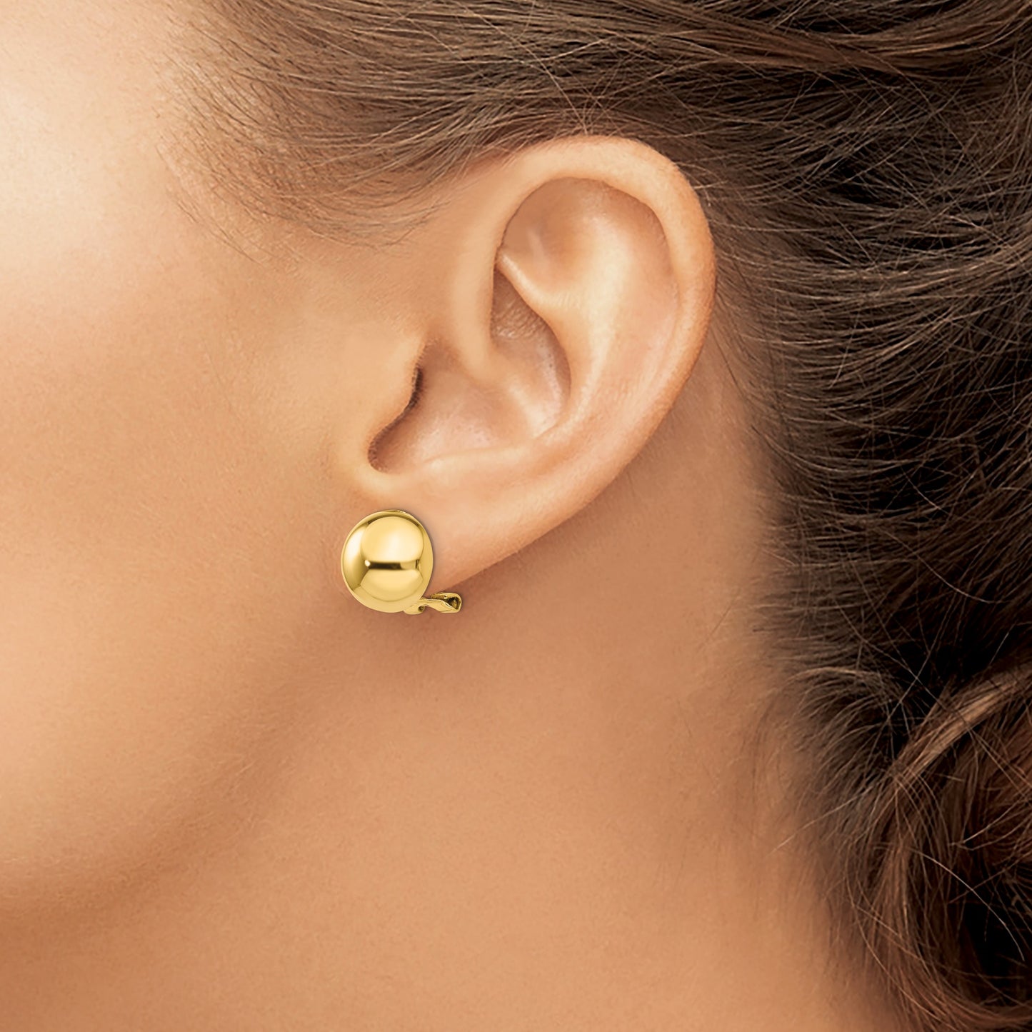 14k 12mm Polished Half Ball Omega Back Post Earrings