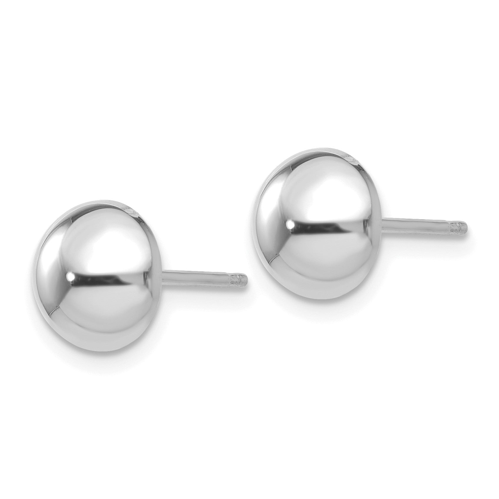 14k White Gold 8mm Polished Half Ball Post Earrings