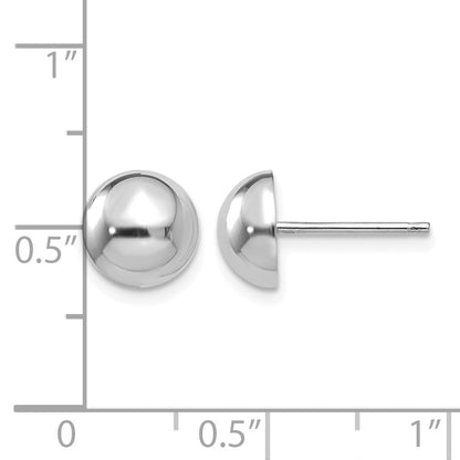 14k White Gold 8mm Polished Half Ball Post Earrings