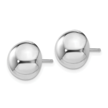 14k White Gold 10mm Polished Half Ball Post Earrings