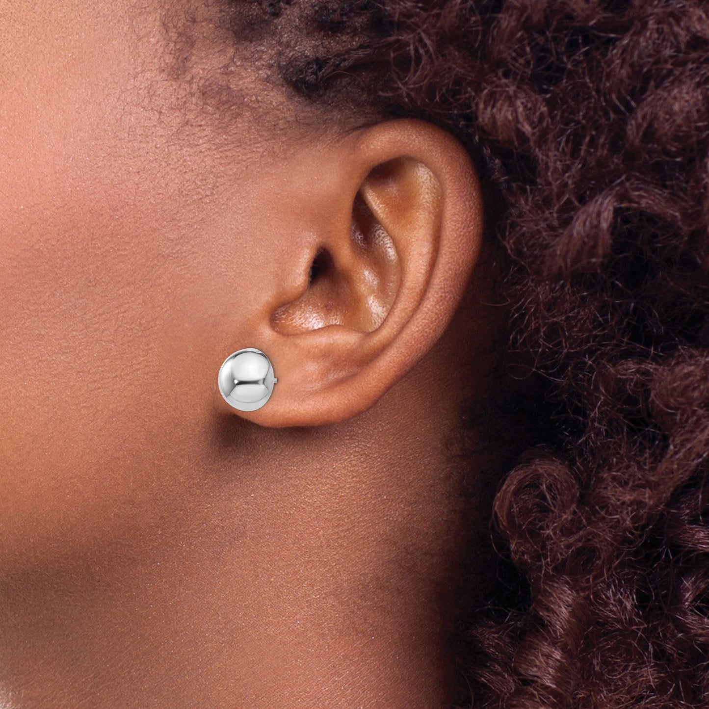 14k White Gold 10mm Polished Half Ball Post Earrings
