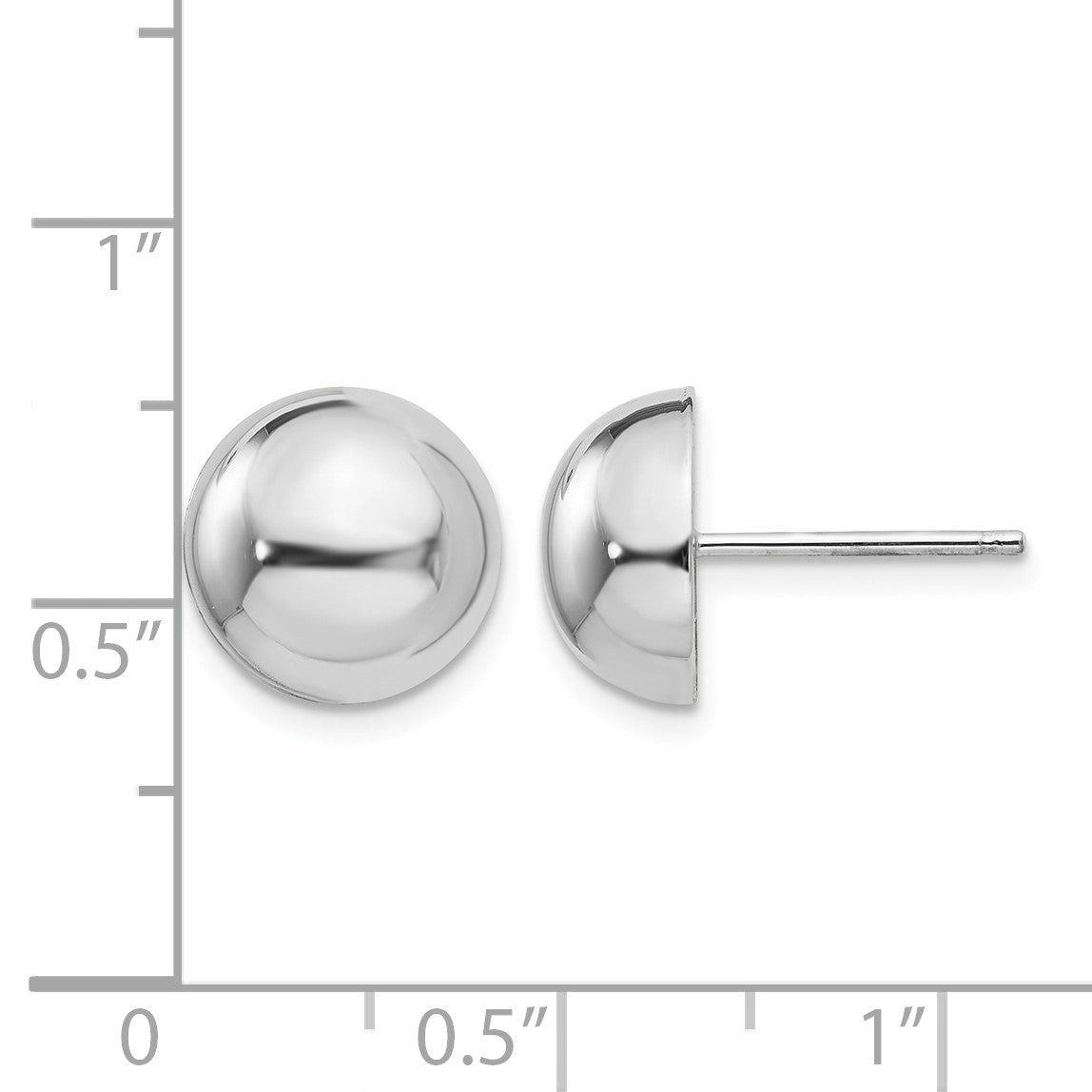 14k White Gold 10mm Polished Half Ball Post Earrings