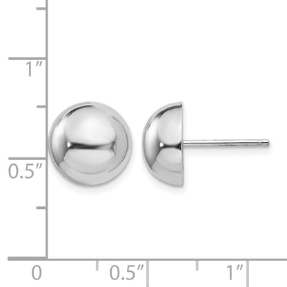 14k White Gold 10mm Polished Half Ball Post Earrings