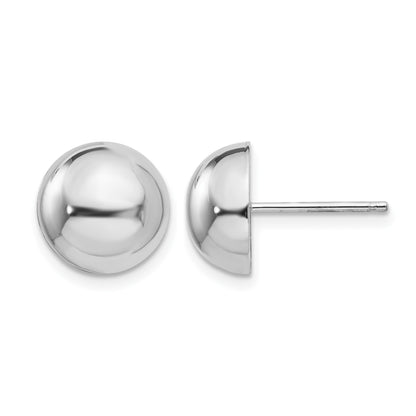 14k White Gold 10mm Polished Half Ball Post Earrings