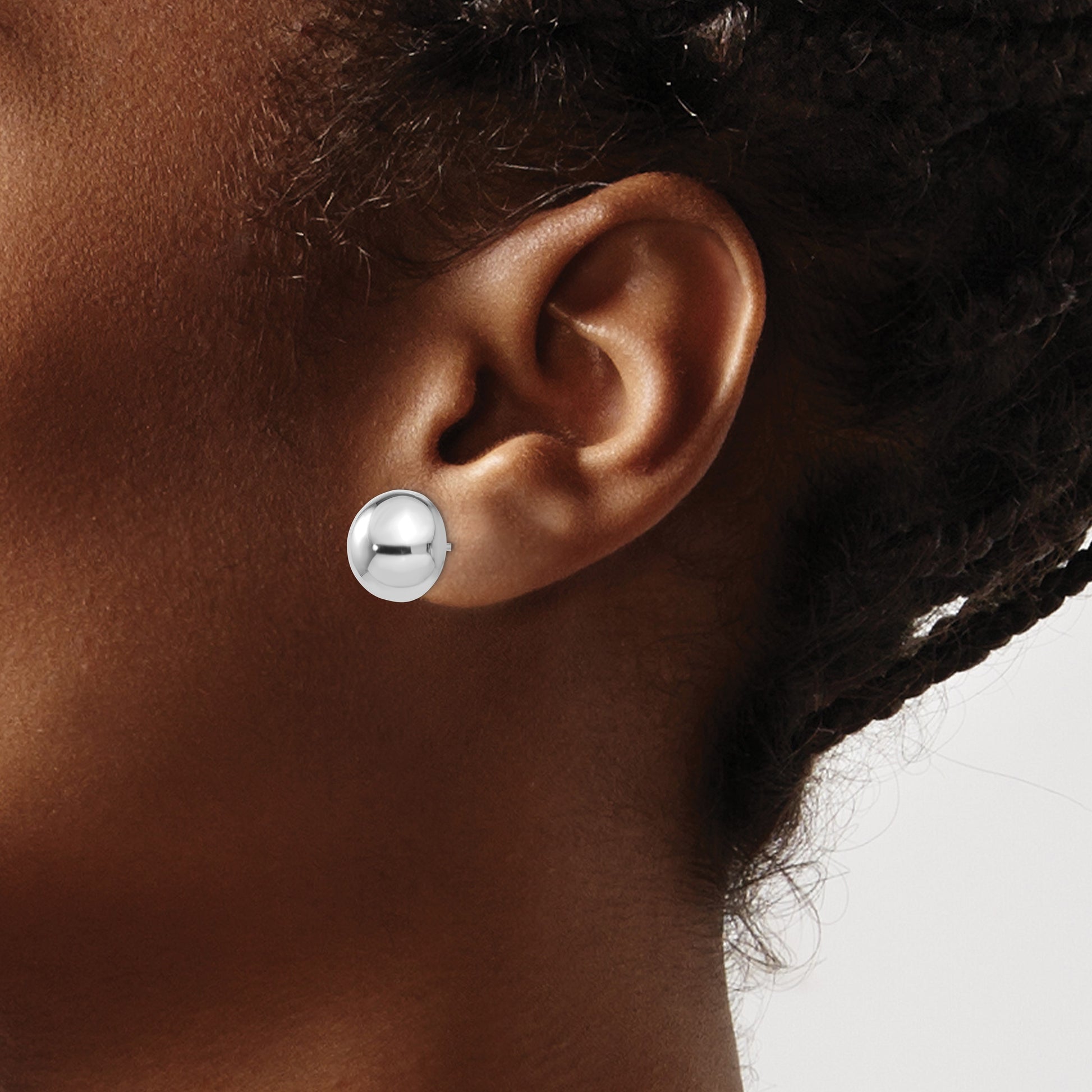 14k White Gold 12mm Polished Half Ball Post Earrings