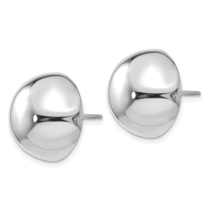 14k White Gold 16mm Polished Half Ball Post Earrings