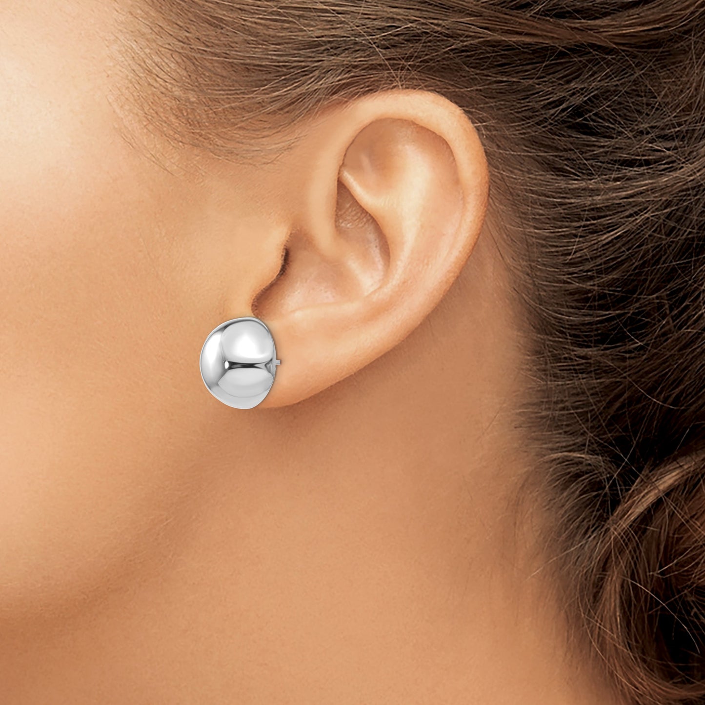 14k White Gold 16mm Polished Half Ball Post Earrings
