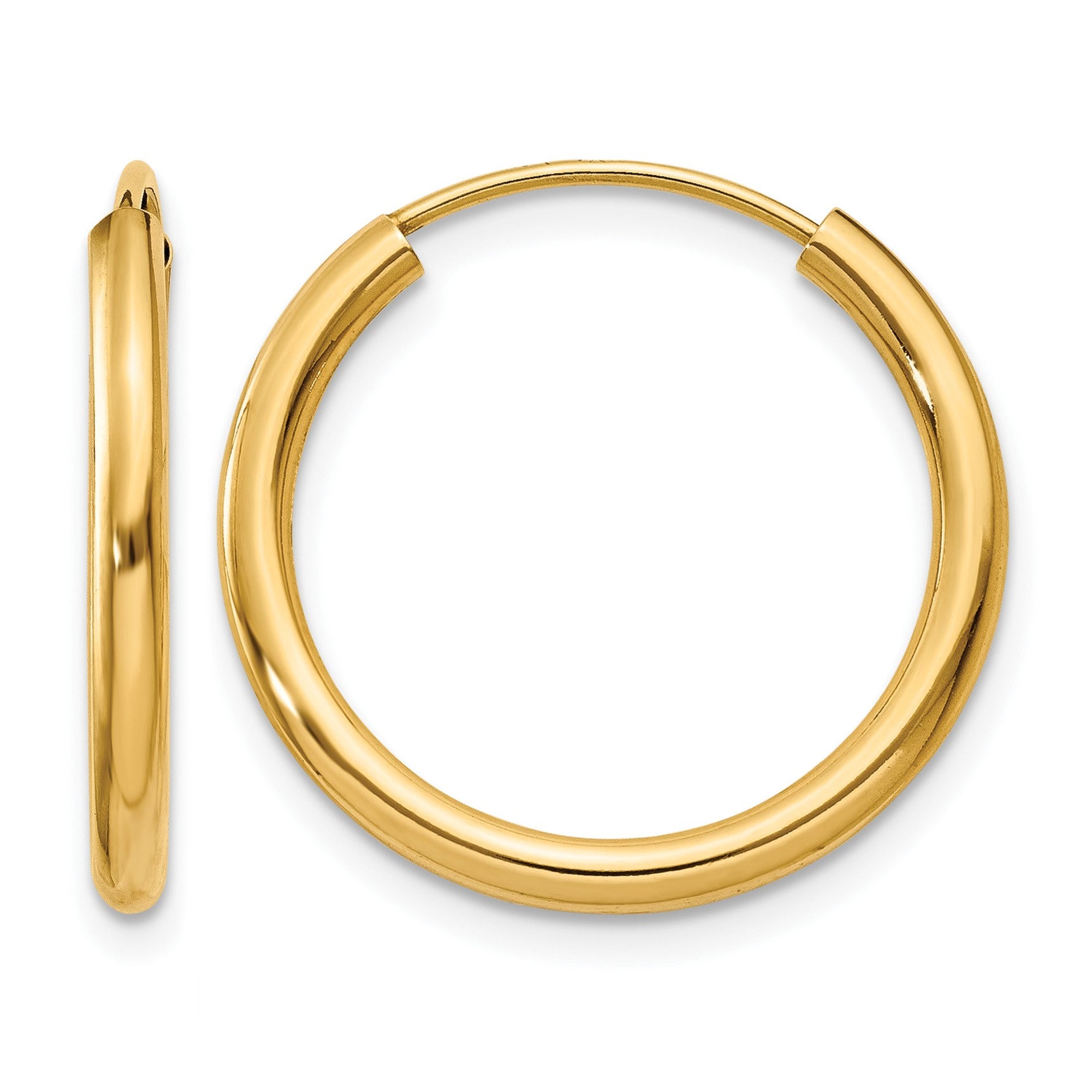 14k 2x20mm Polished Round Endless Tube Hoop Earrings