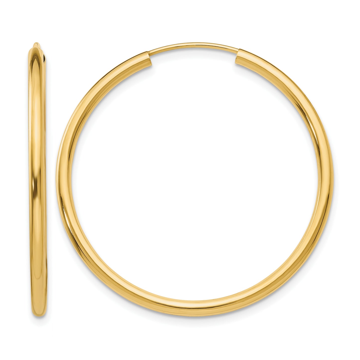14k 2x35mm Polished Round Endless Tube Hoop Earrings