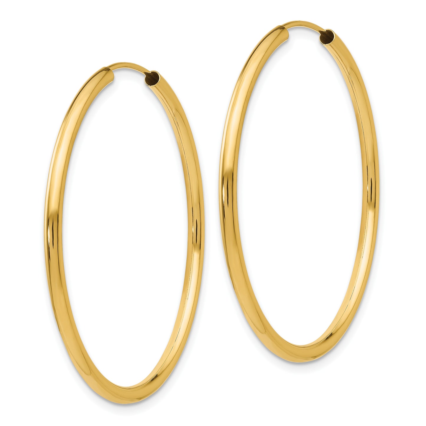 14k 2x40mm Polished Round Endless Tube Hoop Earrings