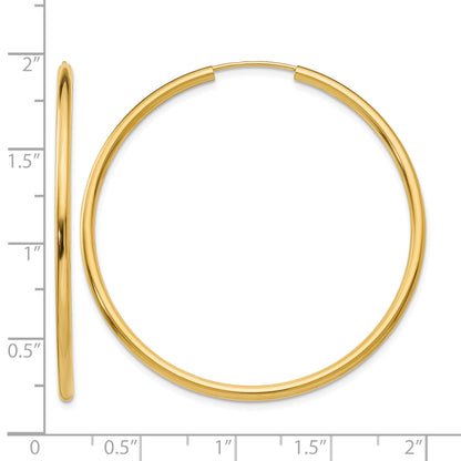 14k 2x45mm Polished Round Endless Tube Hoop Earrings