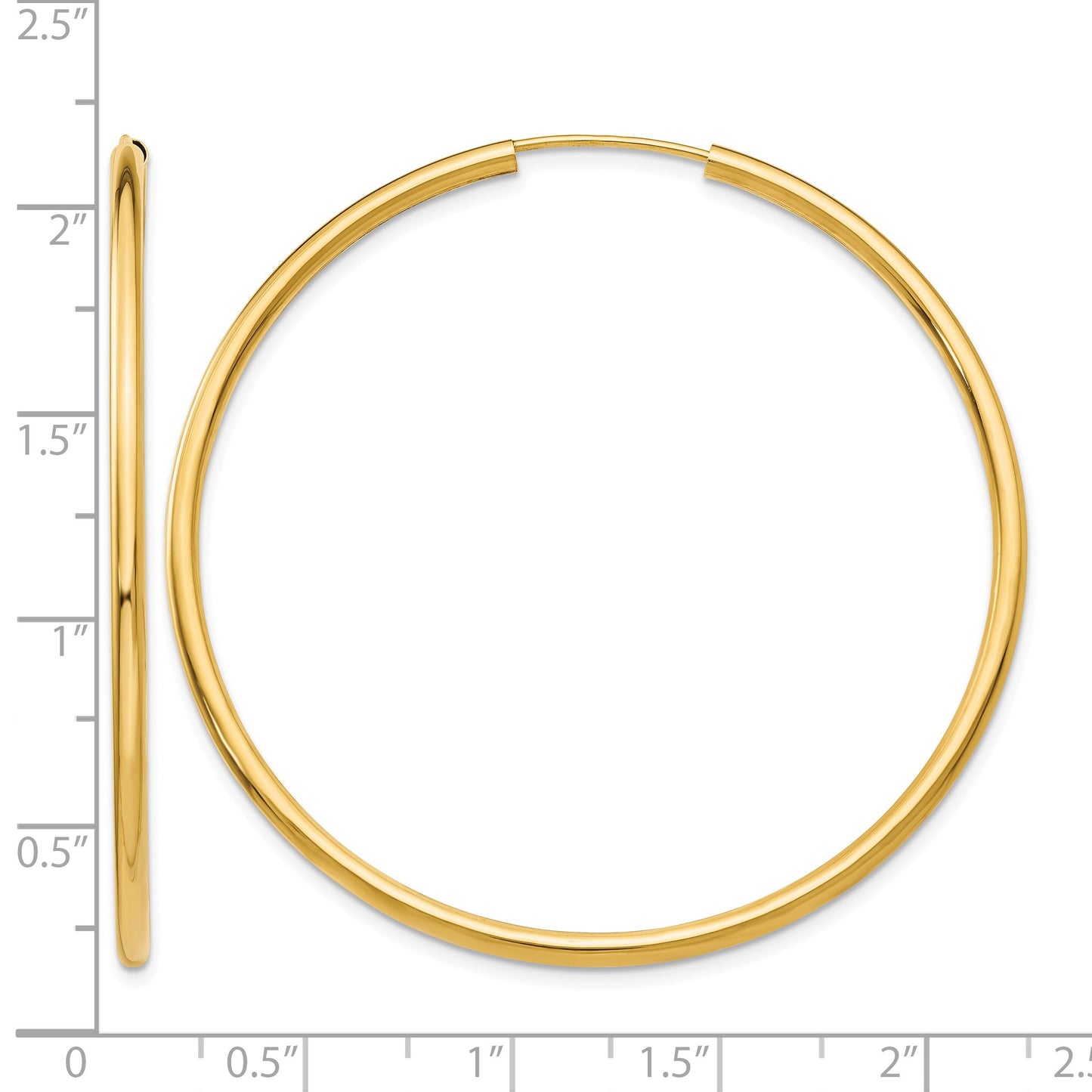 14k 2x50mm Polished Round Endless Tube Hoop Earrings