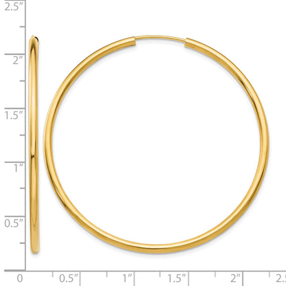 14k 2x50mm Polished Round Endless Tube Hoop Earrings