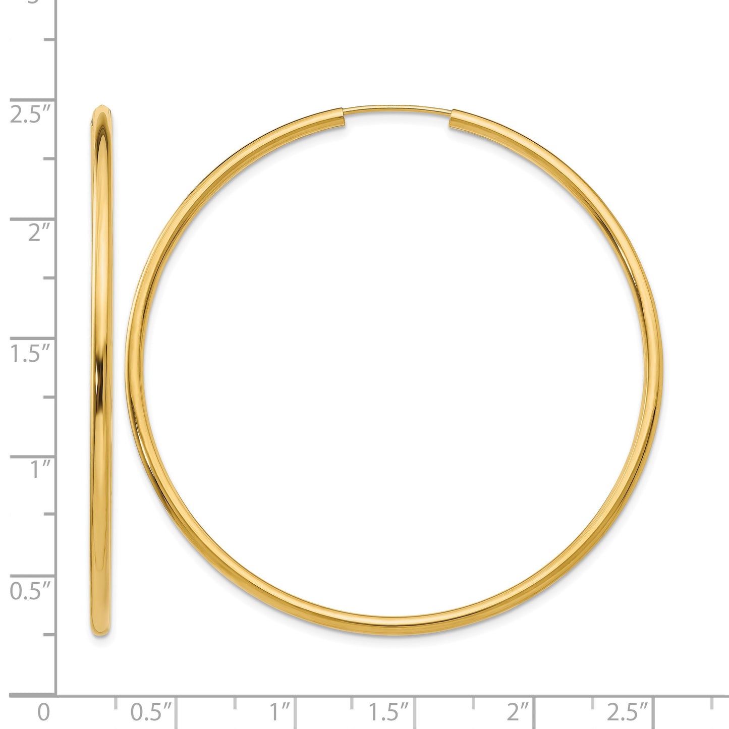 14k 2x54mm Polished Round Endless Tube Hoop Earrings