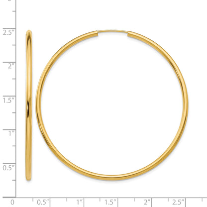 14k 2x54mm Polished Round Endless Tube Hoop Earrings