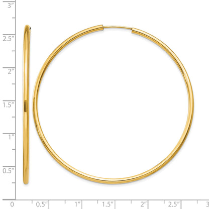 14k 2x60mm Polished Round Endless Tube Hoop Earrings