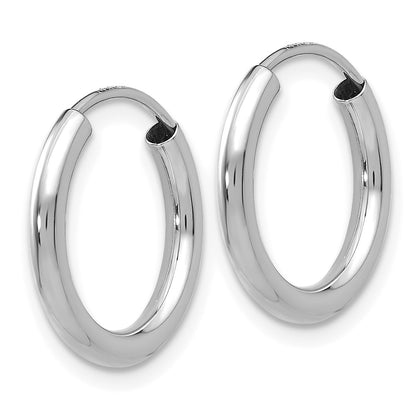 14k White Gold 2x16mm Polished Round Endless Tube Hoop Earrings