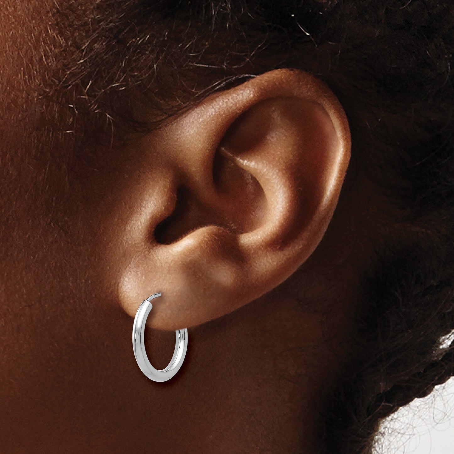14k White Gold 2x16mm Polished Round Endless Tube Hoop Earrings