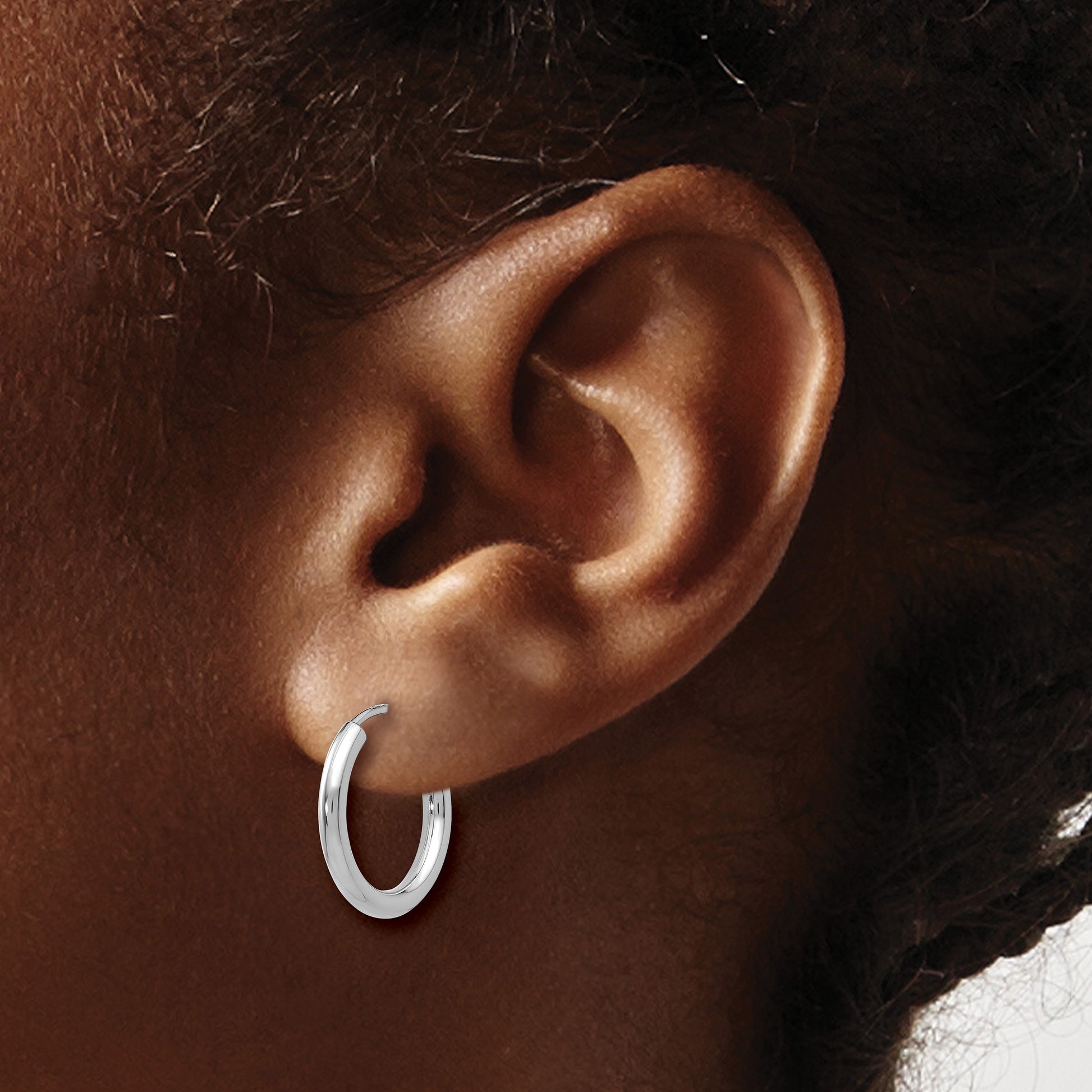 14k White Gold 2x16mm Polished Round Endless Tube Hoop Earrings