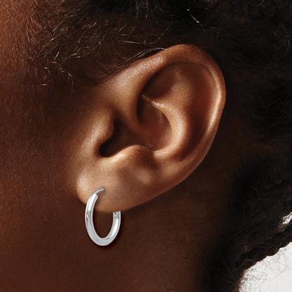 14k White Gold 2x16mm Polished Round Endless Tube Hoop Earrings