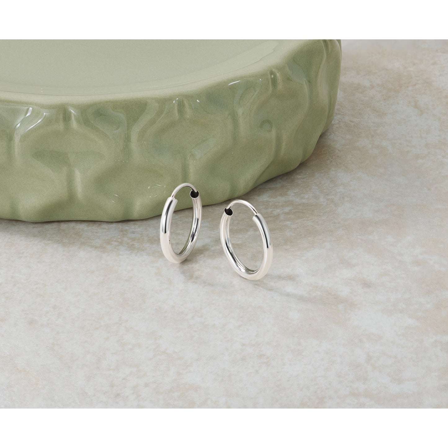 14k White Gold 2x16mm Polished Round Endless Tube Hoop Earrings