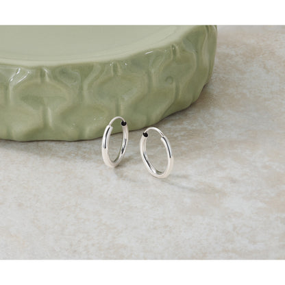 14k White Gold 2x16mm Polished Round Endless Tube Hoop Earrings