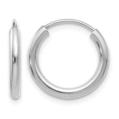 14k White Gold 2x16mm Polished Round Endless Tube Hoop Earrings