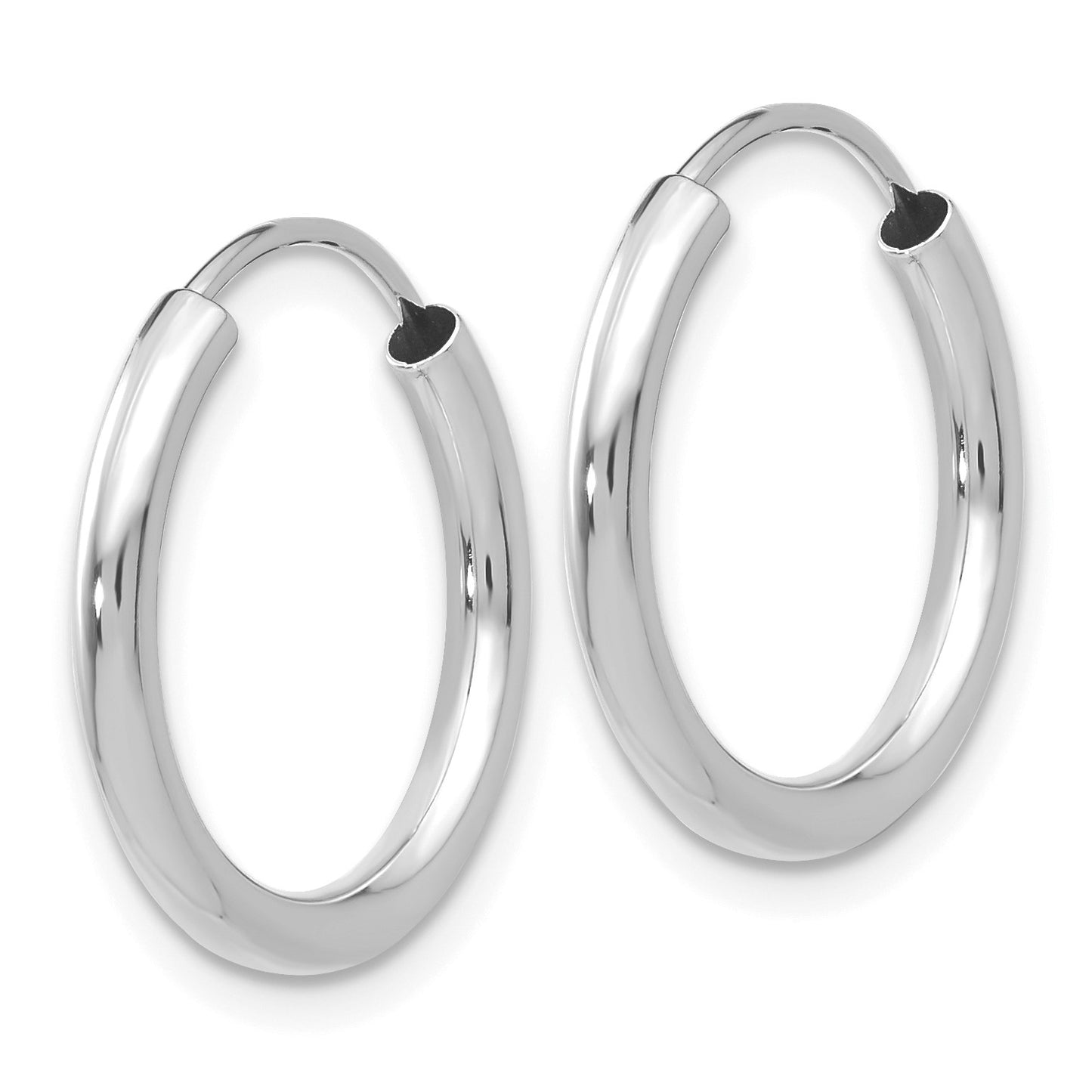 14k White Gold 2x17mm Polished Round Endless Tube Hoop Earrings