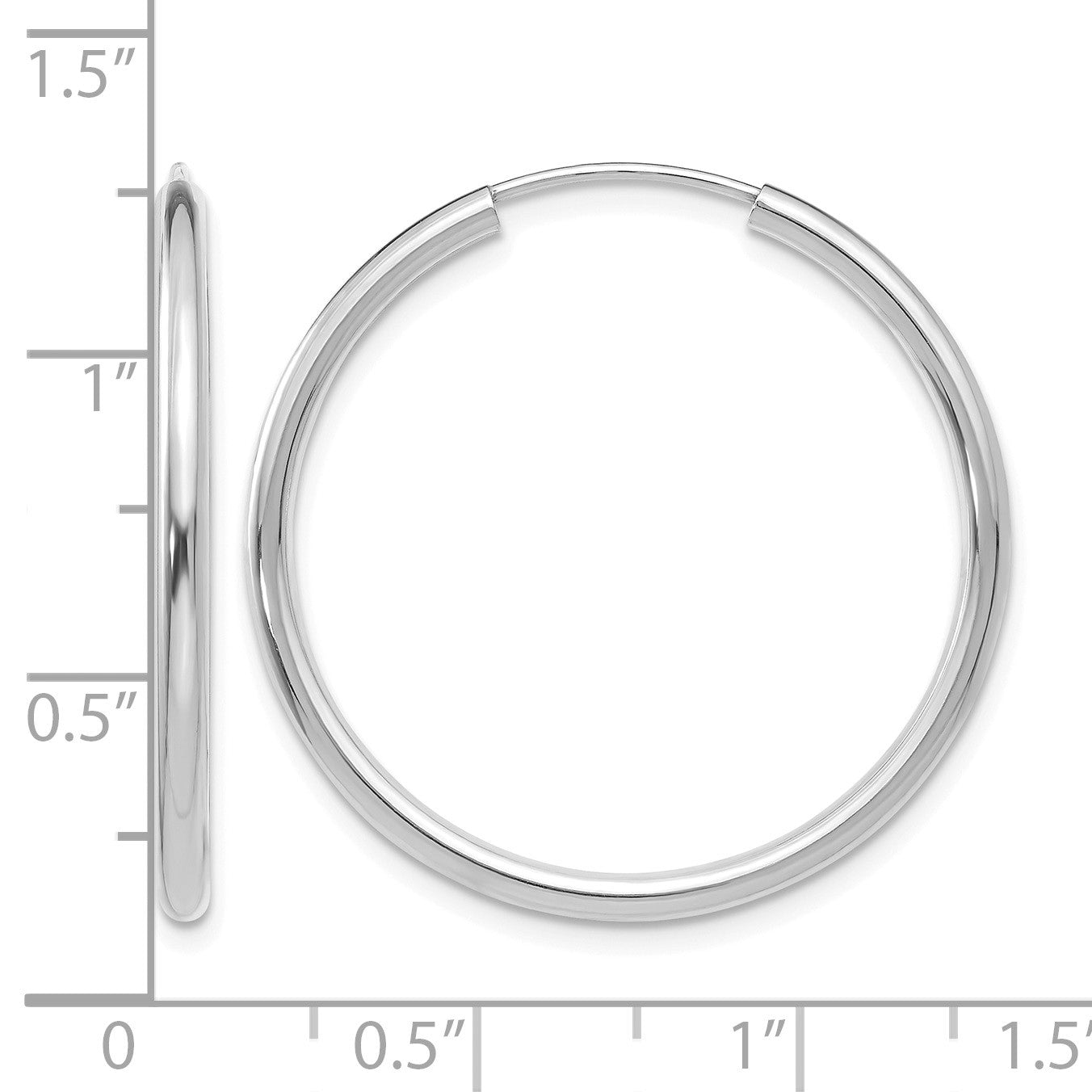 14k White Gold 2x30mm Polished Round Endless Tube Hoop Earrings