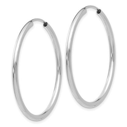 14k White Gold 2x35mm Polished Round Endless Tube Hoop Earrings