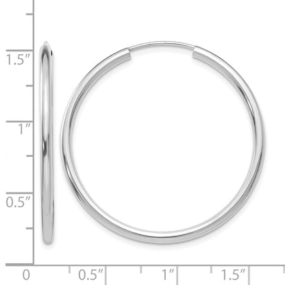 14k White Gold 2x35mm Polished Round Endless Tube Hoop Earrings