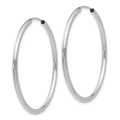 14k White Gold 2x40mm Polished Round Endless Tube Hoop Earrings