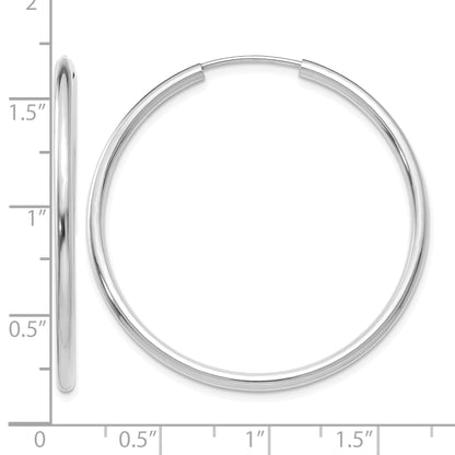 14k White Gold 2x40mm Polished Round Endless Tube Hoop Earrings