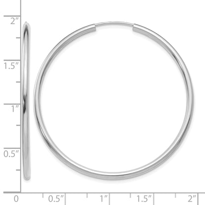 14k White Gold 2x45mm Polished Round Endless Tube Hoop Earrings