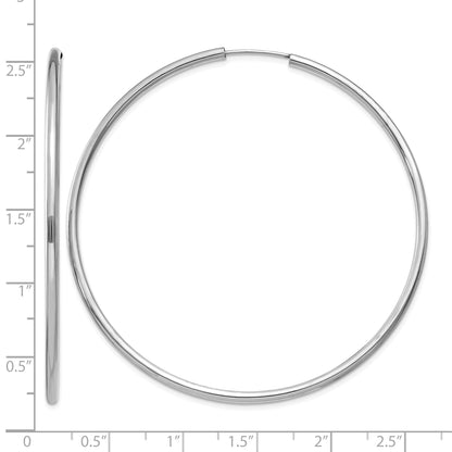 14k White Gold 2x60mm Polished Round Endless Tube Hoop Earrings