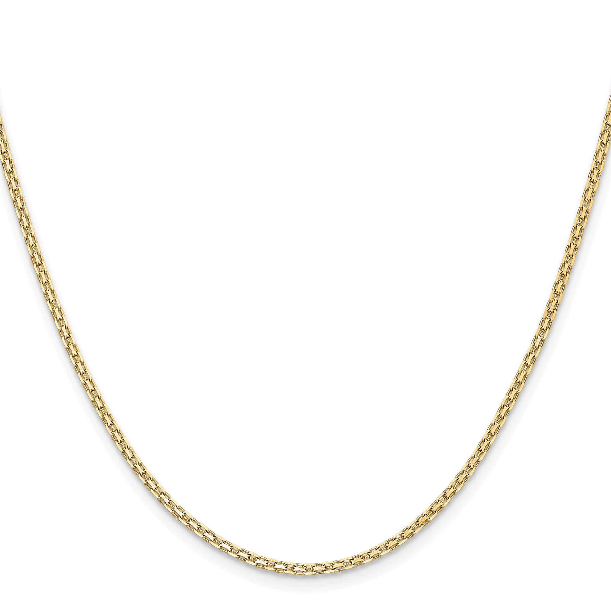 14K 16 inch 1.8mm Lightweight Flat Bismark with Lobster Clasp Chain