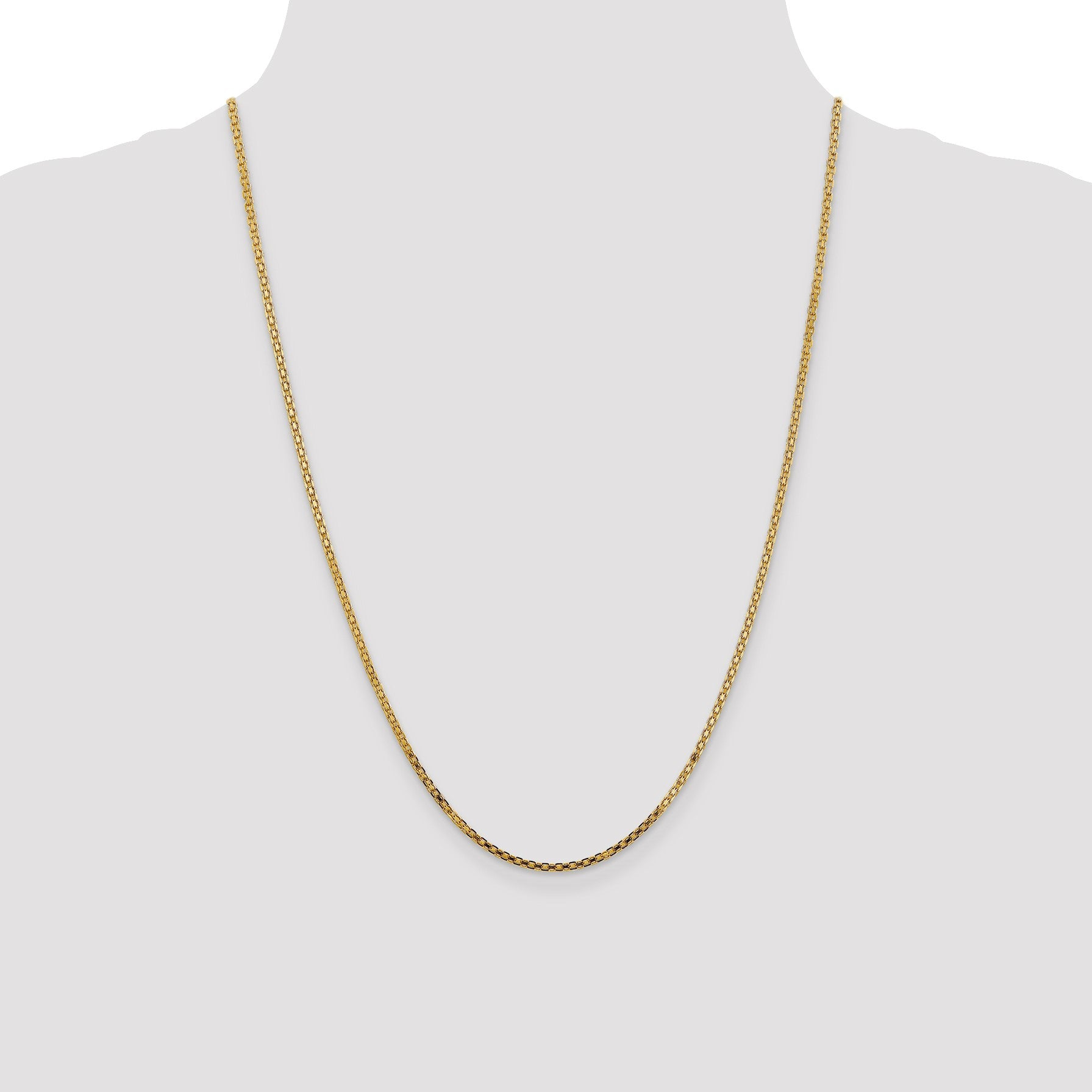 14K 24 inch 1.8mm Lightweight Flat Bismark with Lobster Clasp Chain