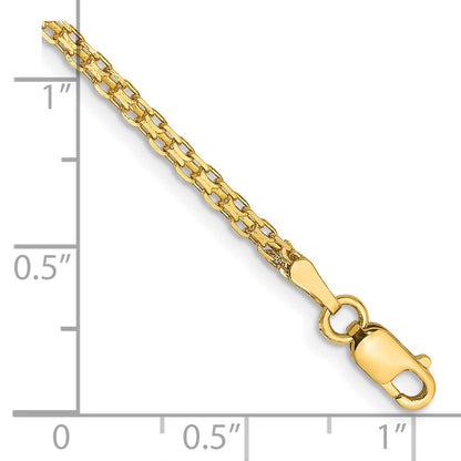 14K 10 inch 1.8mm Lightweight Flat Bismark with Lobster Clasp Anklet