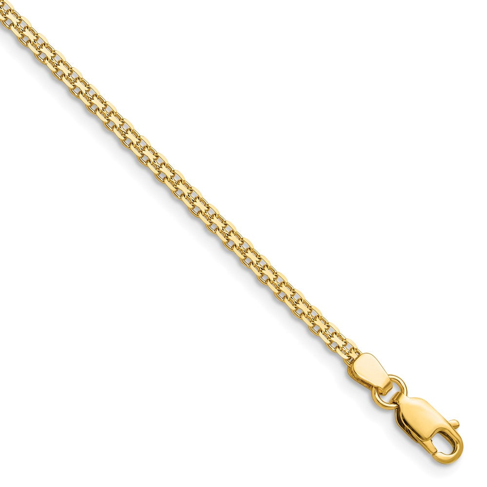 14k 2.2mm Lightweight Flat Bismark Chain Anklet