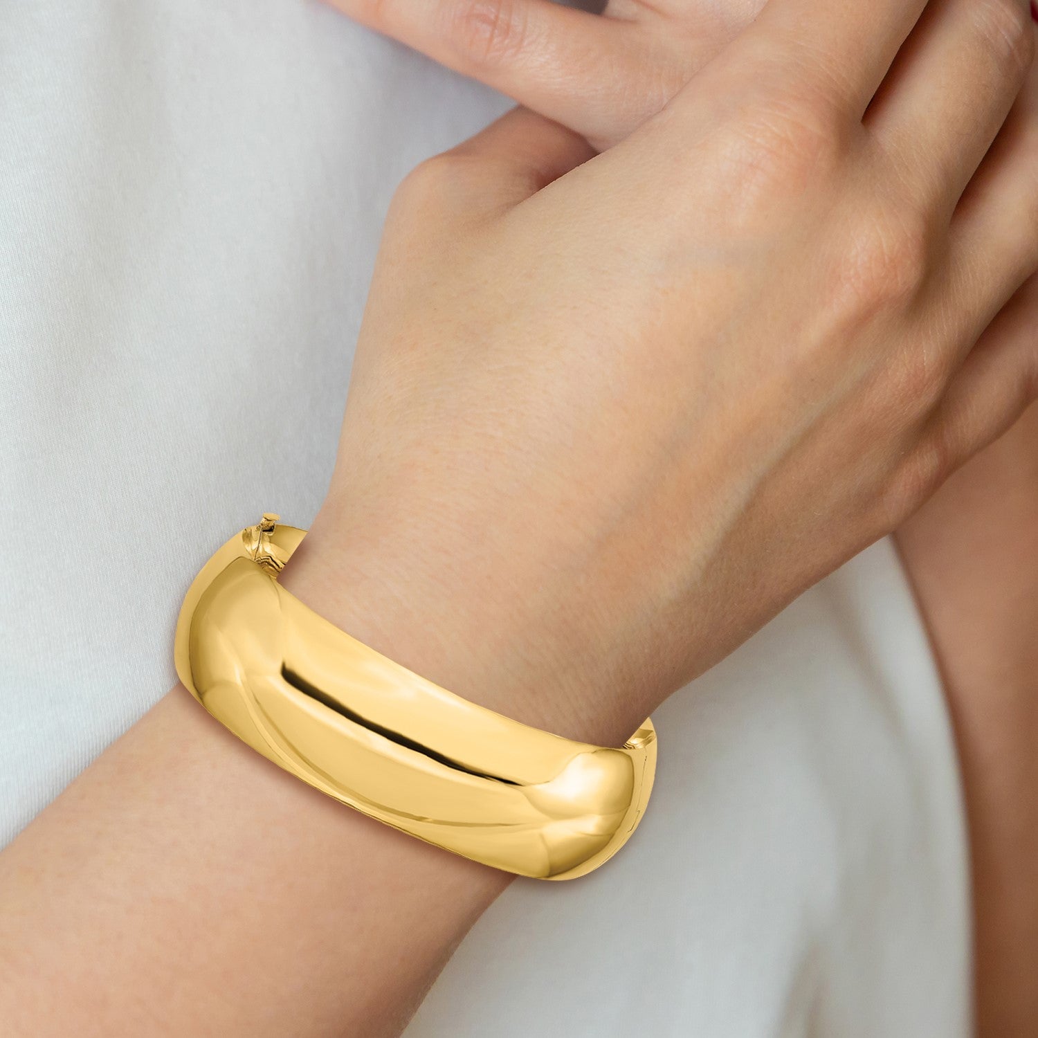 14k 13/16 High Polished 20.00mm Hinged Oval Bangle Bracelet