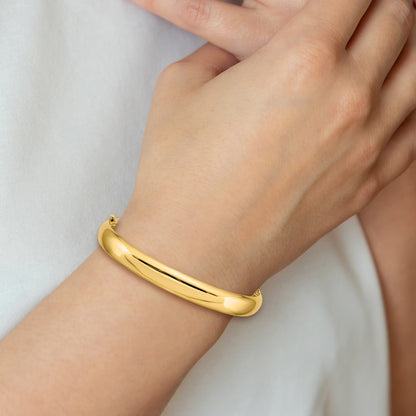 14k 5/16 Oversize High Polished 6.00mm Hinged Oval Bangle Bracelet