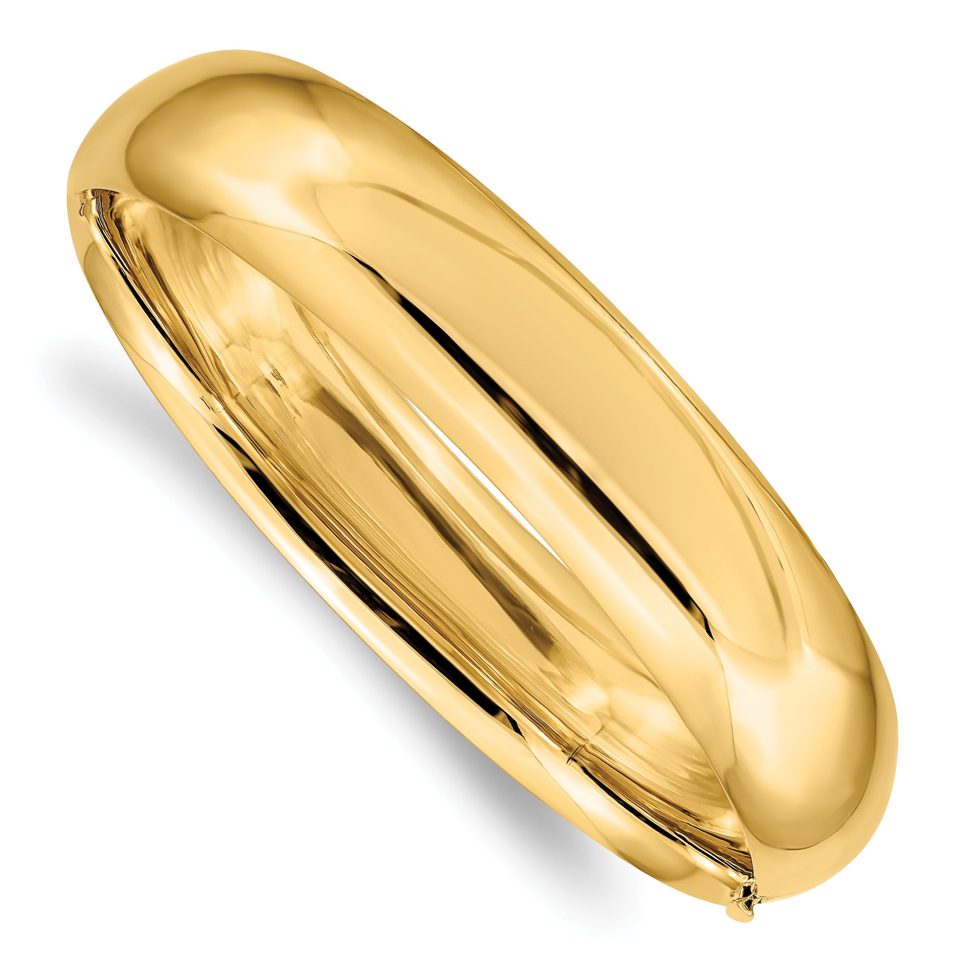 14k 9/16 High Polished 14.5mm Hinged Oval Bangle Bracelet